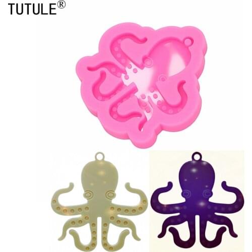 Flexible Silicone Octopus Mold,Octopus Keychain Mold Shiny Mold for Resin Jewelry Charm Pendant Mold Silicone Silicon Molds