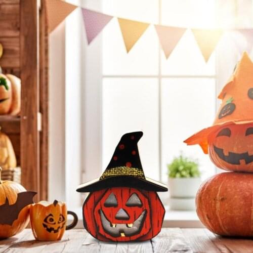 Halloween Pumpkin Ghost Lantern Creative Wooden Pumpkin Lantern Ghost Festival Decoration Holiday Bar Party Light Ornament