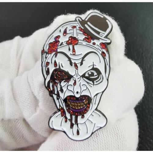 Classic Horror Movie Terrifier Brooch Pins Enamel Metal Badges Lapel Pin Brooches Jackets Fashion Jewelry Accessories