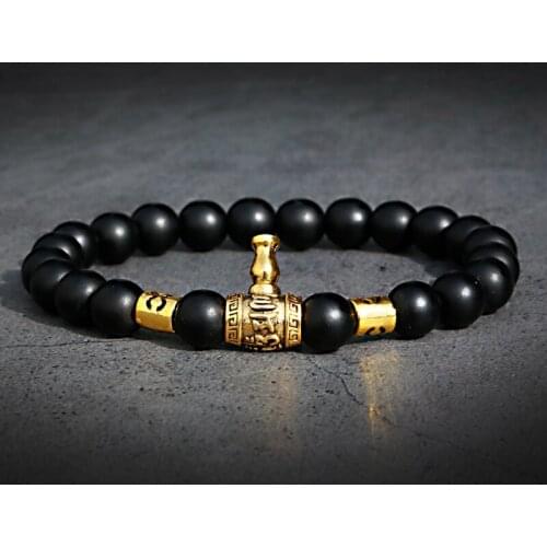 Classic Bracelet Homme Gold Hammer Alloy Stone Beads Bracelet Meditation Red Turquoises Mens Jewellery Pulseira