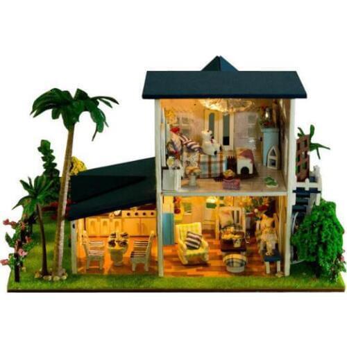 13015 Holiday homes 3d handmade diy dolls house miniature miniatura wooden dollhouse Xmas Birthday Mother Valentines Day Gift