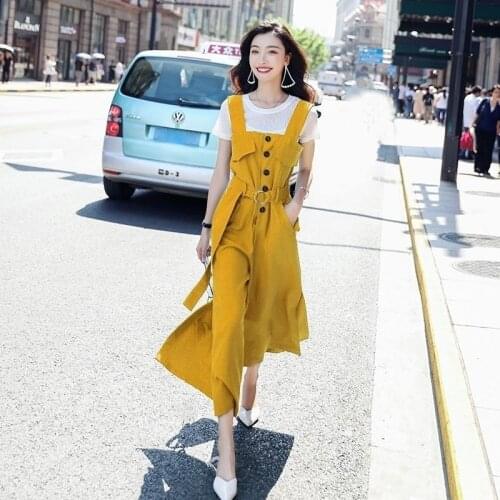 2020 overalls, fashionable summer womens clothing, new fashion, younger, younger, taller, wide leg jumpsuit, two-piece suit