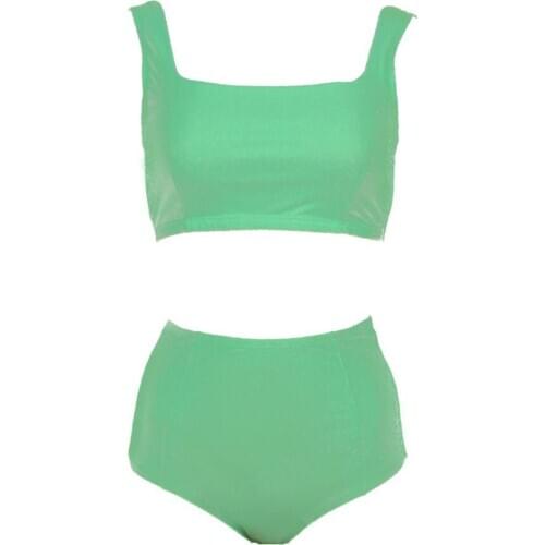 Bikinis Set Swimsuit High Cut Two-piece Solid Color Backless Bikini Swimsuit with Chest Pad for Swimming Pool