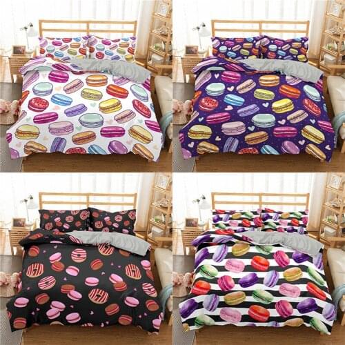 Macaron Bedding Set 2/3Pcs Duvet Cover & Pillowcase(s) 3D Printed Quilt Cover Home Textile Gift