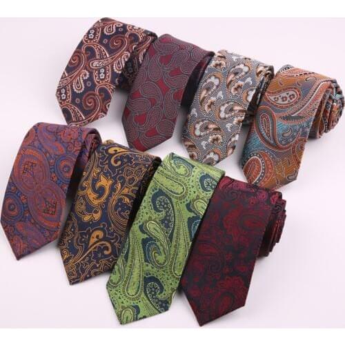Linbaiway 7cm Polyester Ties for Mens Suit Business Paisley Jacquard Gravatas Slim Wedding Party Necktie Accessory Custom Logo