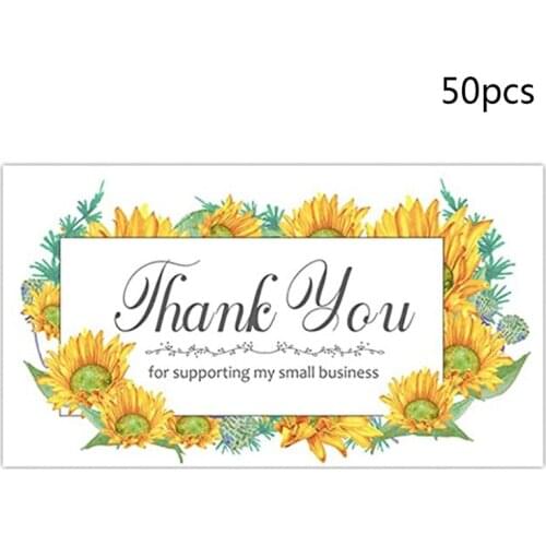 Sunflower Thank You Business Cards Sticker Adhesive Labels Roll Customer Appreciation Small Business Package Insert