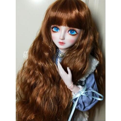 BJD Wig Long curly hair for 1/3 1/4 1/6 1/8 Long Wave High Temperature Fiber Black golden hair for Dolls multiple colour