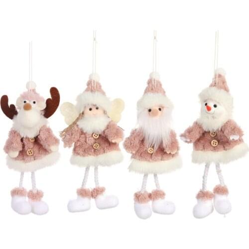 Christmas Decoration Snowman Elk Angel Plush Doll Pendant Xmas Tree Hanging Ornament Home Pendant 2022 New Year Kids Gifts