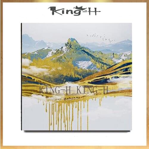 Hand-painted oil painting of the jinshan yellow with gold painting abstract modern many color to decorate children room hall