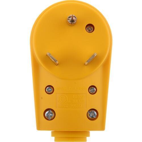 RV Camper 125V 30Amp RV Replacement Male Plug Yellow Grip Handle Heavy Duty