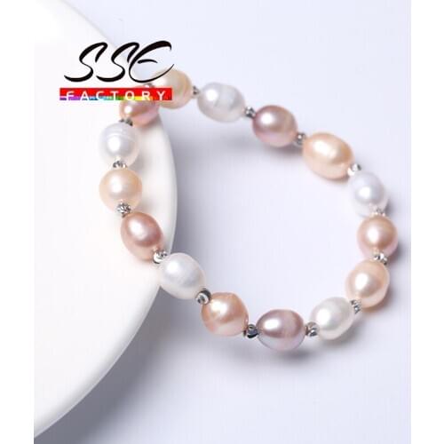 Sunshine Real Natural Freshwater Irregular Pearl Bracelets White Pink Purple Pearl Bracelet For women Party Charm Jewelry Gifts