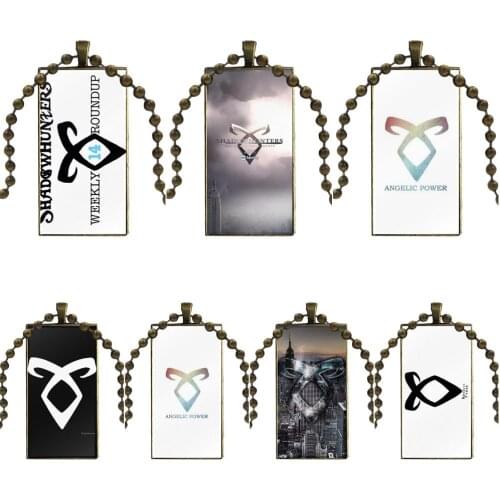 Shadowhunters Angelic Rune Brand Bronze Color Jewelry Fashion Statement Necklace Glass Necklaces Pendants For Women Children