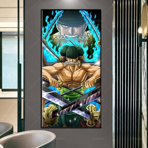 Modern Canvas Painting Anime Poster One Piece Roronoa Zoro Wall Art Modular Pictures For Corridor Bedroom Decoration Home Frame
