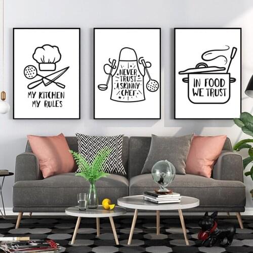 Modern Minimalist Bathroom Kitchen Utensils Letter Nordic-Style Decorative Painting Living Room Room Hanging Painting Canvas