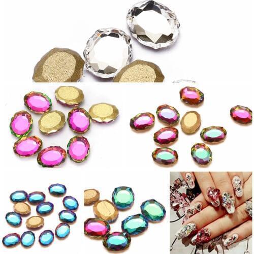 Nail Rhinestones 5pcs Oval Design Glass Rhinestone For Nail Art Decorations Flatback Nail Stickers DIY Craft Art Stones