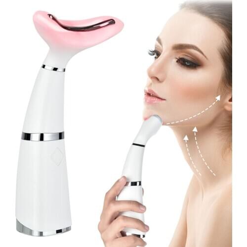 LED Photon Therapy Neck and Face Lifting Massager Sonic Vibration Beauty Machine Anti Wrinkle Skin Tightening Double Chin Slimme