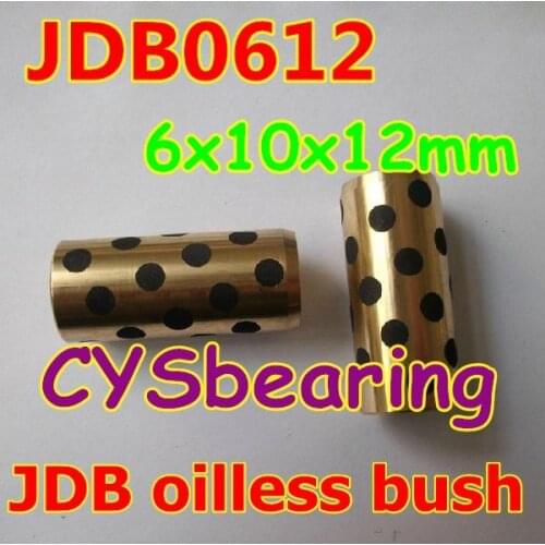 6x10x12mm JDB oilless impregnated graphite brass bushing straight copper type, solid self lubricant Embedded bronze Bearing bush