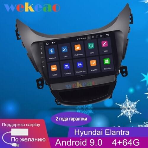 Wekeao 9'' 1 Din Android 9.0 Car Radio For Hyundai Elantra Multimedia Car Dvd Player Android Auto GPS Navigation 2011-2013 WIFI