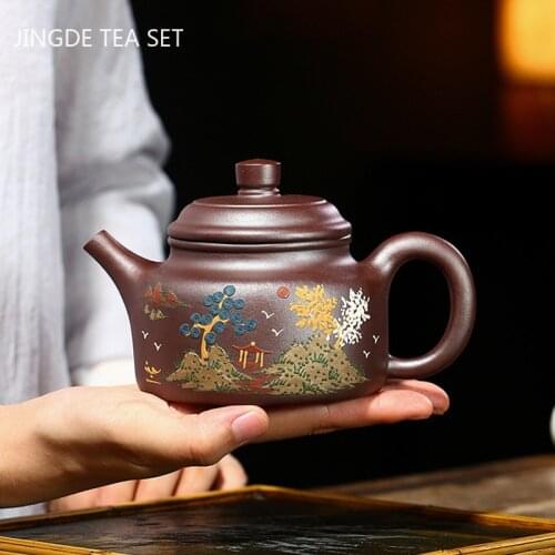 Yixing Boutique Handmade Purple Clay Teapot Tea Pots High Capacity Raw Ore Teaware Tie Guanyin Tea Ceremony Custom Gifts 300ml