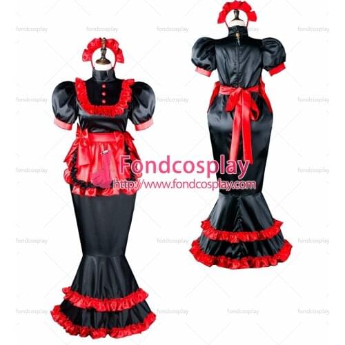 Sissy maid satin dress lockable Uniform cosplay costume Tailor-made[G2406]