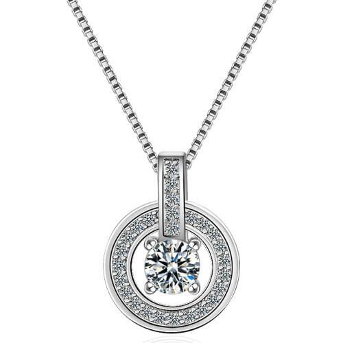 Silver Necklaces 2017 New Fashion Shiny Zircon 925 Sterling Silver Pendant Necklaces for Women Jewelry Wholesale Christmas Gift
