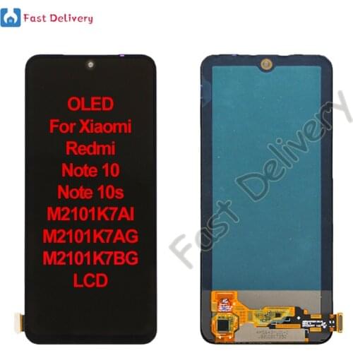 OLED For Xiaomi Redmi Note 10 Note 10s M2101K7AI M2101K7AG M2101K7B LCD Display Touch Panel Screen Digitizer Assembly Replacemen