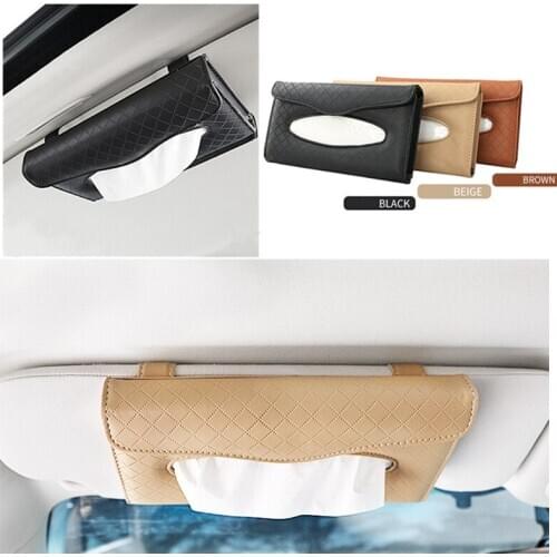 1 Pcs Colored Automobiles Tissue Bags Leather Car Sun Visor Skylight Box Paper Holder for Auto Organizer Decoration Tools