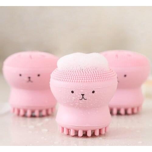 1pcs Silicone Face Cleansing Brush Cute Soft Facial Deep Cleaning Brush Face Washing Brush Skin Care Makeup Tool Double Side