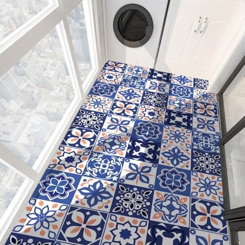 10/15/20cm Colorful Floral Pattern Tiles Floor Sticker Bathroom Kitchen Tables Decor Peel & Stick Wear-resistant Art Wallpaper