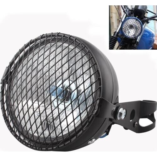 12V Motorcycle Retro Black Halogen Headlight+MaskW Mount Bracket For CG125 GN125 CB200 CB400 CL Yamaha XJ Cafe Racer Custom