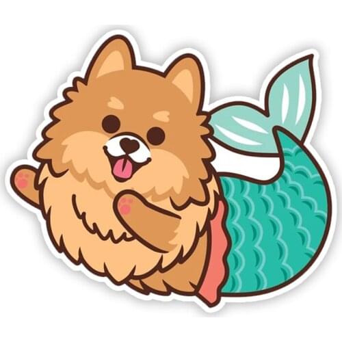 A0160# 13 cm/17 cm Self-adhesive Decal POMERANIAN MERMAID Car Sticker Waterproof Auto Decors on Bumper Rear Window Laptop