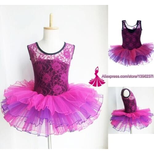 Girls Ballet Tutu Lace Ruffle Tank Vest Leotard Skirt Vestidos 3-16Y Kids Ballet Tutu High Quality Children Dance Skirt