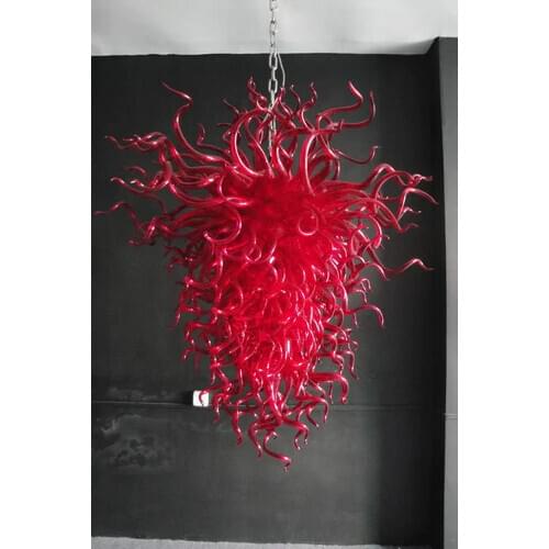 Free Shipping Modern Custom Made Red Colored Hand Blown Murano Glass Chandelier