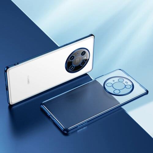 Luxury Square Frame Plating Clear Phone Case For Huawei Mate 40 Pro + P30 P40 Pro Mate 30 Nova 7 8 Frosted Silicone Cover Coque