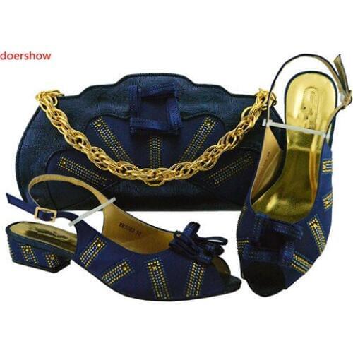 Doershow Nice-looking African party shoes and bag to match,New upper matreial italy shoes and bag sets for party!!HXF1-5