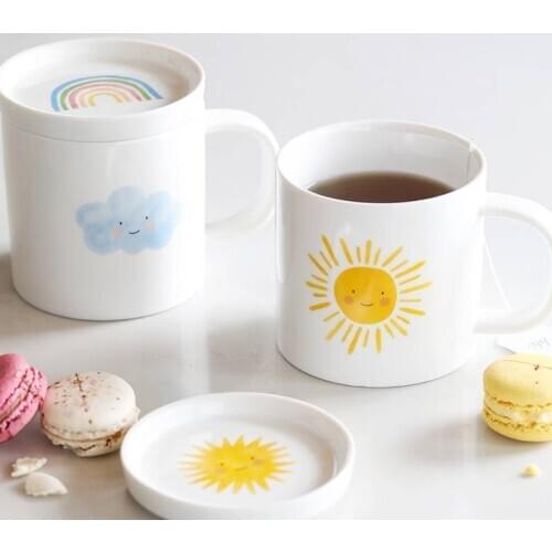 Creative Cute Weather Ceramics Mugs with Lid coffee mug Milk Tea office Cups Drinkware the Best birthday Gift