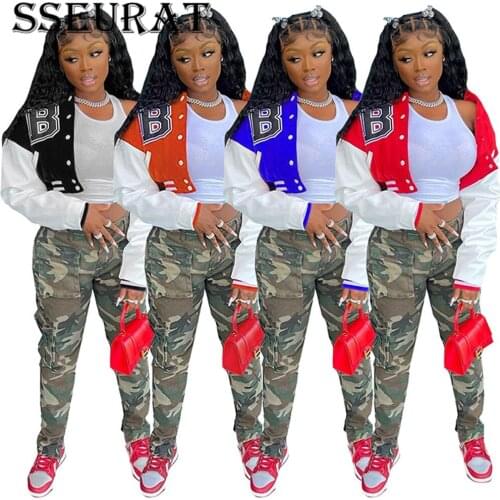 SSEURAT Bomber Jackets Women Coat Baseball Jacket 2021 Autumn Hiphop Streetwear