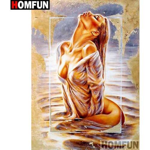 HOMFUN Square/Round Drill 5D DIY Diamond Painting "Woman oil painting nude" Embroidery Cross Stitch Full Rhinestone Decor A27742