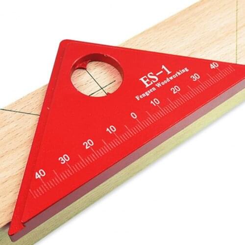 ES-1 Triangle Ruler Hollow Circle Precise Calibration Measuring Ruler Aluminum Alloy 45 Degree Measuring Gauge Measuring Tools