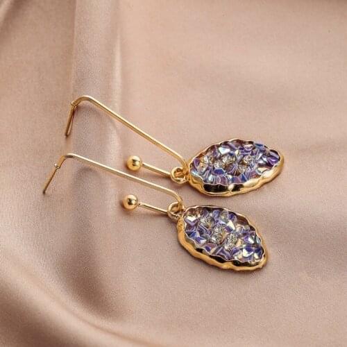 Minar Chic Bling Bling Stone Leaves Drop Earrings for Women Gold Color Hooks Geometrical Hanging Dangle Earrings Oorbellen 2021