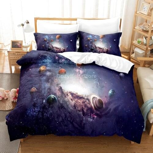 Space Stars Bedding Set Universe Planet Duvet Cover Sets Comforter Bed Linen Twin Queen King Single Size Room Decor Kids Adult