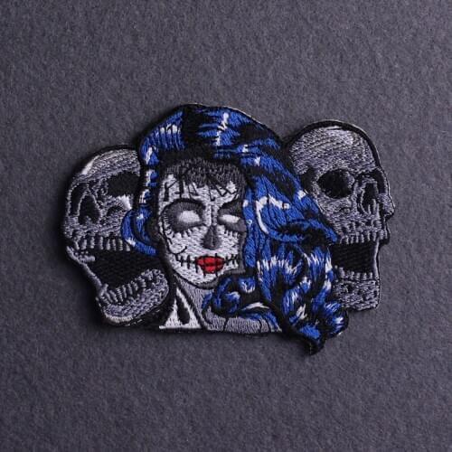 Zombie Bride Patches Punk Iron On Patch On Clothes Lion Skeleton Embroidered Patches For Clothing Skull Applique Jacket Sticke