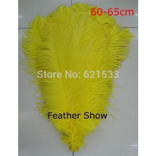 Wholesale 60Pcs/lot Yellow ostrich feathers -wedding 24-26 inch / 60-65cm long