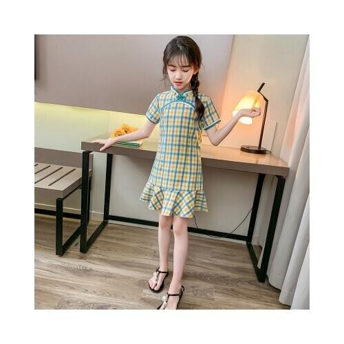 5-11 year old girl cheongsam dress little girl princess dress new small fresh children Hanfu tide girl dress