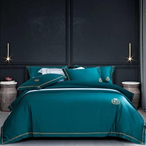 Egyptian cotton Duvet Cover with comforter King Queen Size Bedding Sets flat sheet/fitted sheet Pillowcases embroidery bed cover