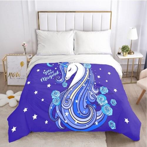 Unicorn Cartoon Duvet Cover with Zipper Comforter/Quilt/Blanket Case 140x200 200x220 3D Bedding For Baby Kids Child Girls Boys