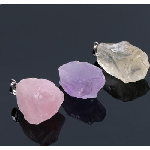 Natural yellow purple crystal jewelry icrystal stone pendant diy