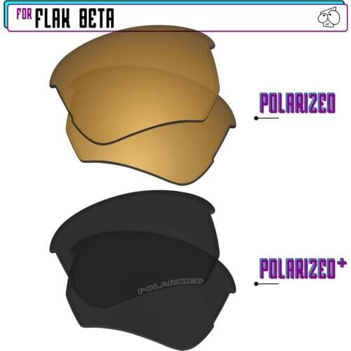 EZReplace Polarized Replacement Lenses for - Oakley Flak Beta Sunglasses - BlackPPlus-GunmetalP