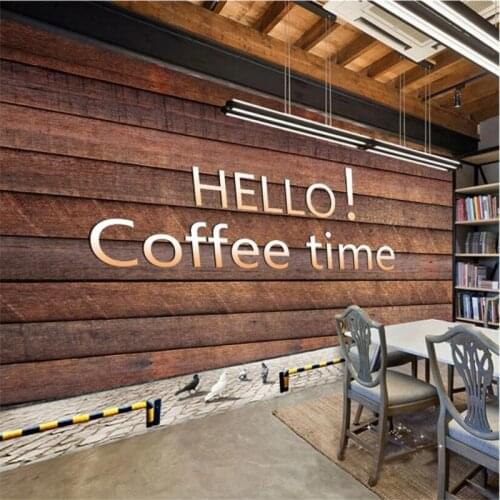 Retro Dark Brown Wooden Wall 3D Photo Wallpapers for Coffee House Leisure Bar Cafe Industrial Decor Background Wall Paper 3D