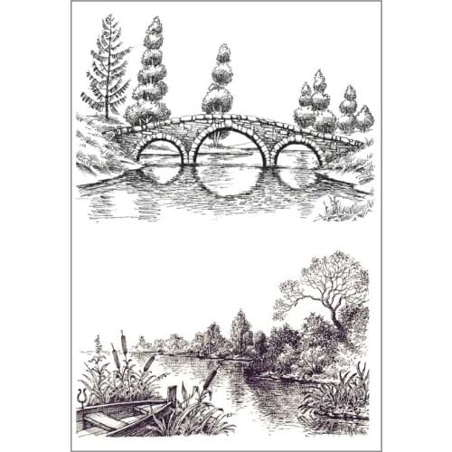 Bridge / Lakeside DIY Silicone Clear Stamp Cling Seal Scrapbook Embossing Album Decor Craft
